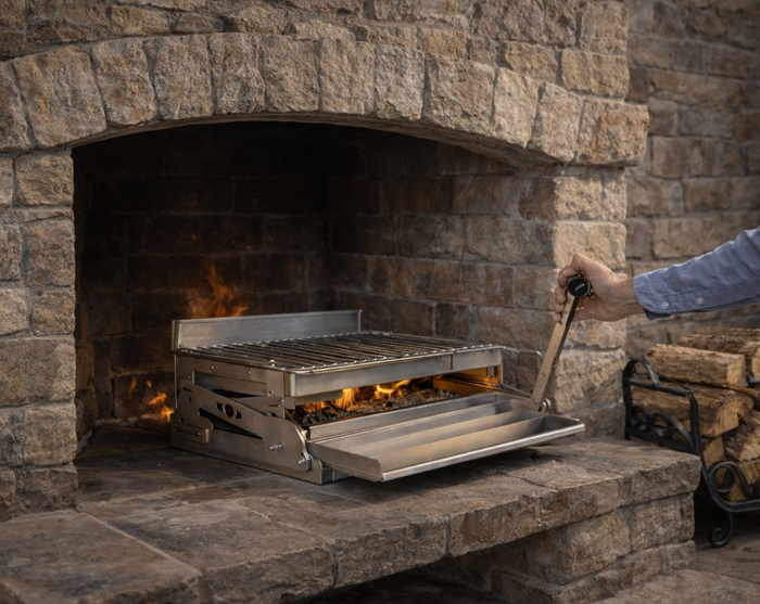 Barbecue M.FOG dans une cheminée